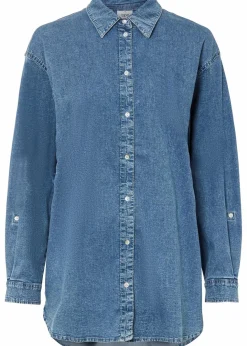 Damen bonprix Blusen & Tuniken|Nachhaltigere Materialien|Oversize Stretch-Jeansbluse