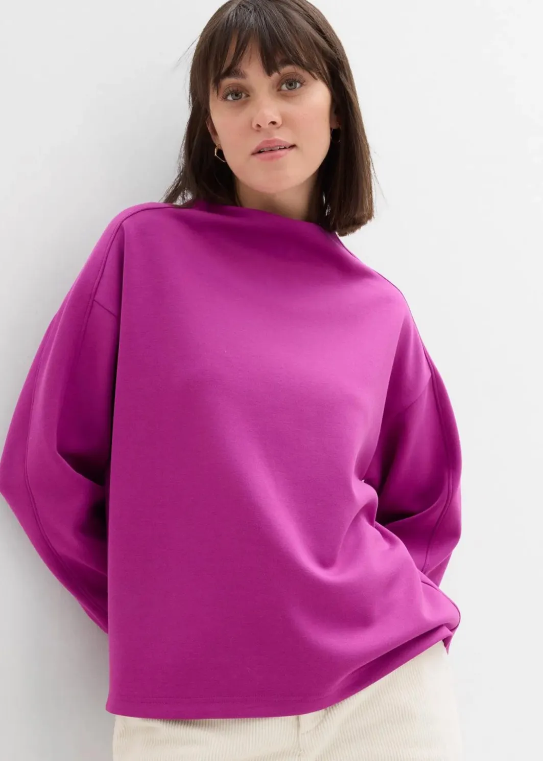 Damen bonprix Sweat|Basics|Oversize Sweatshirt aus weichem Scuba