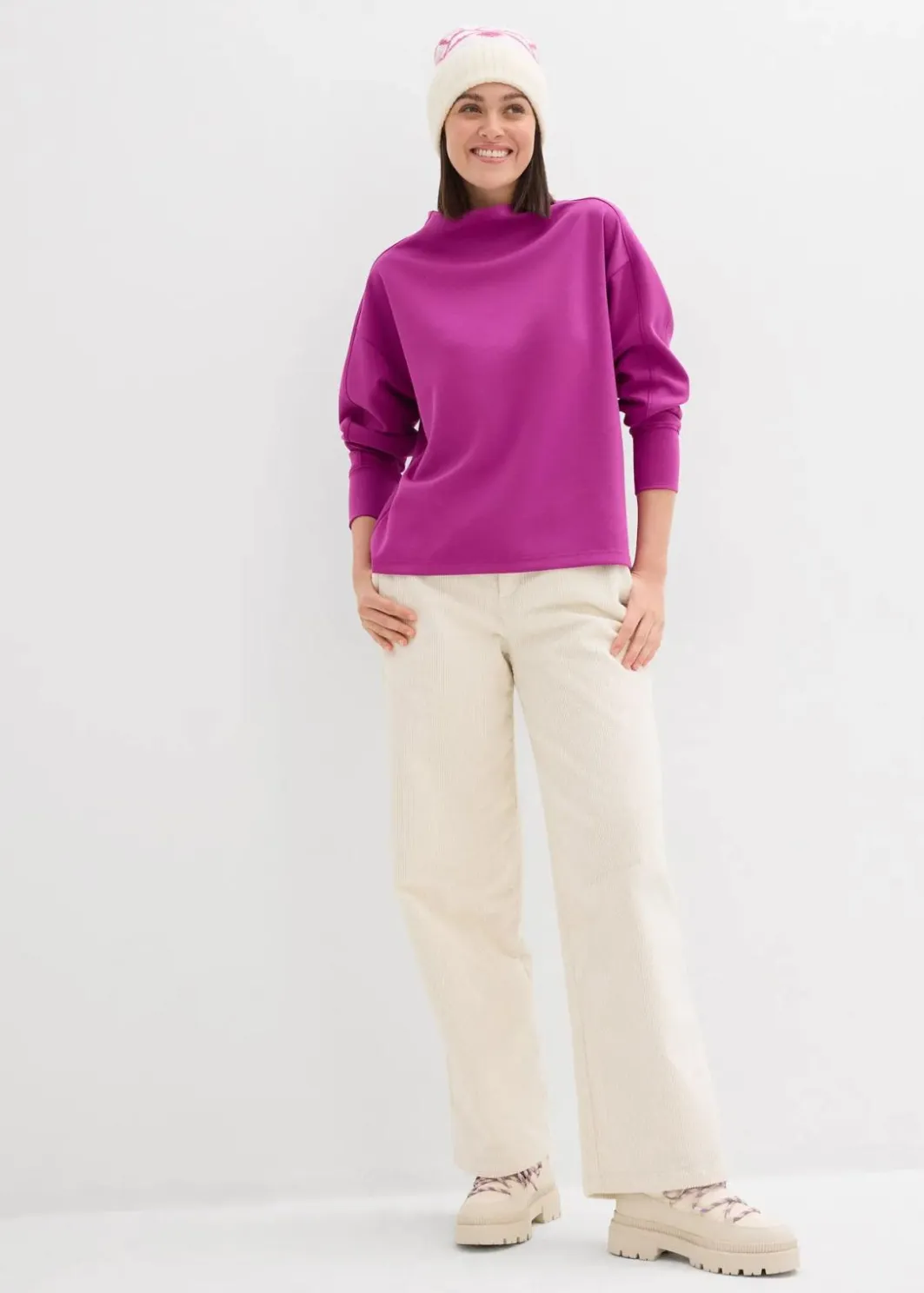 Damen bonprix Sweat|Basics|Oversize Sweatshirt aus weichem Scuba