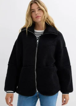 Outlet Oversize Teddy-Fleece Jacke Damen Bekleidung·Hosen|Jacken & Mäntel