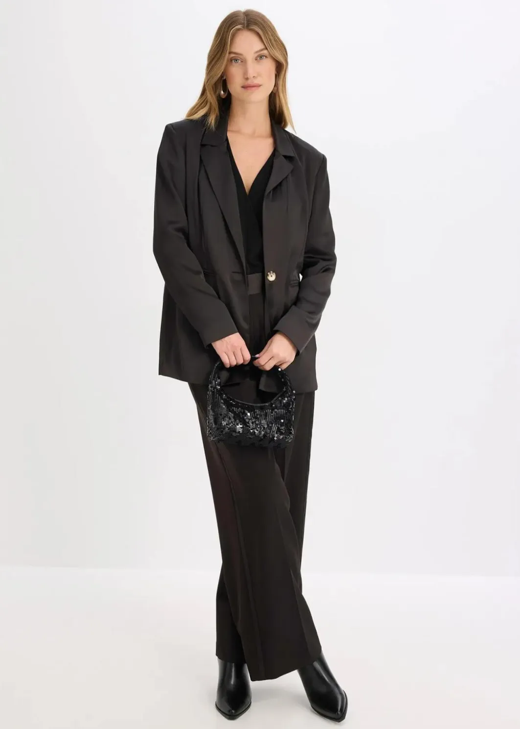 Outlet Oversize-Blazer aus Satin Damen Nachhaltigere Materialien|Blazer