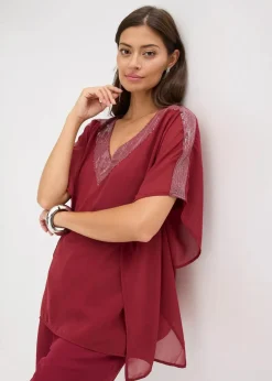 Damen bonprix Bekleidung·Jacken & Mäntel|Festliche Mode|Oversize-Bluse mit Pailletten-Einsatz