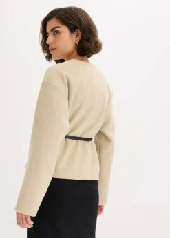 Damen bonprix Blazer|Bekleidung·Basics|Oversized Blazer mit Gürtel in Wolloptik, ungefüttert