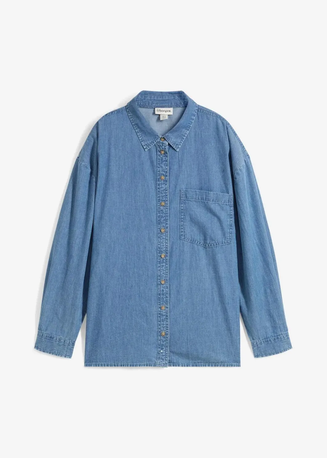 Damen bonprix Blusen & Tuniken|Nachhaltigere Materialien|Oversized Jeanshemd aus Bio-Baumwolle