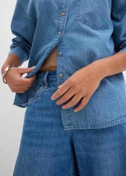 Damen bonprix Blusen & Tuniken|Nachhaltigere Materialien|Oversized Jeanshemd aus Bio-Baumwolle