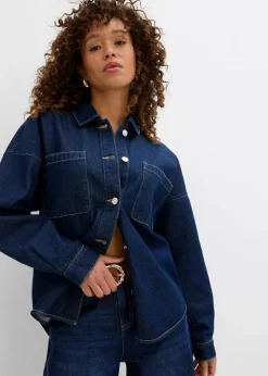 Damen bonprix Bekleidung·Hosen|Nachhaltigere Materialien|Oversized Jeans-Overshirt aus Bio-Baumwolle