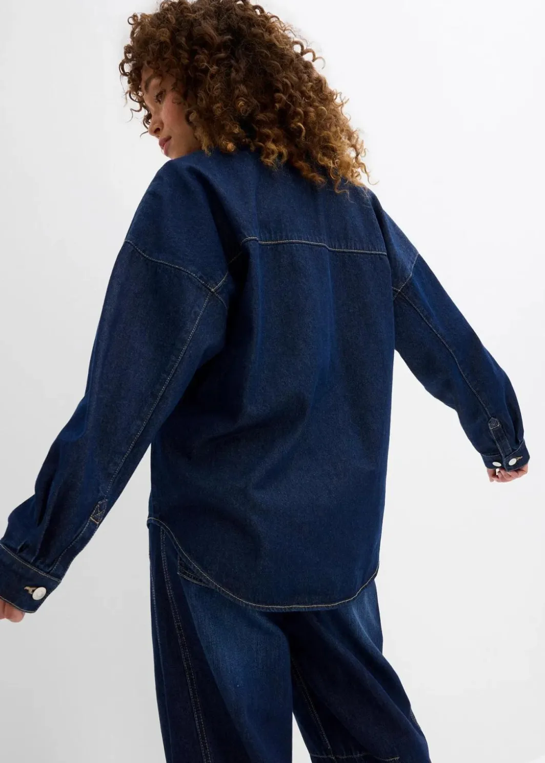 Damen bonprix Bekleidung·Hosen|Nachhaltigere Materialien|Oversized Jeans-Overshirt aus Bio-Baumwolle