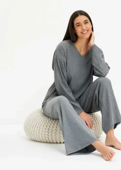 Damen bonprix Homewear|Nachtwäsche|Oversized Loungewear Hausanzug aus weicher Rippe