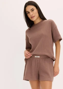 Damen bonprix Wäsche·Homewear|Wäsche·Nachtwäsche|Oversized Loungewear Shorty Hausanzug aus Waffeljersey