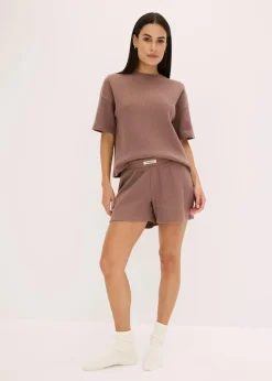 Damen bonprix Wäsche·Homewear|Wäsche·Nachtwäsche|Oversized Loungewear Shorty Hausanzug aus Waffeljersey