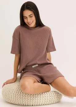 Damen bonprix Wäsche·Homewear|Wäsche·Nachtwäsche|Oversized Loungewear Shorty Hausanzug aus Waffeljersey