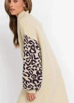 New Oversized Strickkleid mit Leomuster Damen Bekleidung·Umstandsmode|Bekleidung·Pullover & Strickjacken
