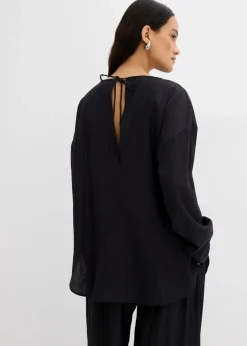 Discount Oversized Tunikabluse aus strukturiertem Crinkle-Viskose-Mix Damen Bekleidung·Jacken & Mäntel|Zweiteiler & Sets