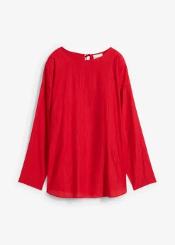 Oversized Tunikabluse aus strukturiertem Crinkle-Viskose-Mix Damen Blusen & Tuniken|Zweiteiler & Sets