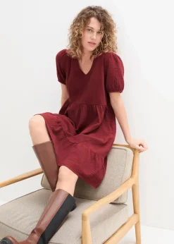 Damen bonprix Kleider|Bekleidung·Pullover & Strickjacken|Oversized-Kleid aus Baumwoll-Musselin