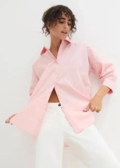 Damen bonprix Blusen & Tuniken|Bekleidung·Jacken & Mäntel|Oversize-Hemd aus Baumwolle mit 3/4 Arm