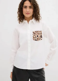Hot Oversize-Hemd mit Kontrast Tasche Damen Bekleidung·Jacken & Mäntel|Blusen & Tuniken