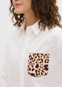 Hot Oversize-Hemd mit Kontrast Tasche Damen Bekleidung·Jacken & Mäntel|Blusen & Tuniken