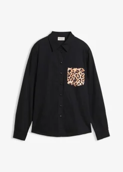Damen bonprix Blusen & Tuniken|Bekleidung·Jacken & Mäntel|Oversize-Hemd mit Kontrast Tasche