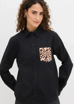Damen bonprix Blusen & Tuniken|Bekleidung·Jacken & Mäntel|Oversize-Hemd mit Kontrast Tasche