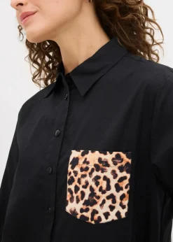 Damen bonprix Blusen & Tuniken|Bekleidung·Jacken & Mäntel|Oversize-Hemd mit Kontrast Tasche