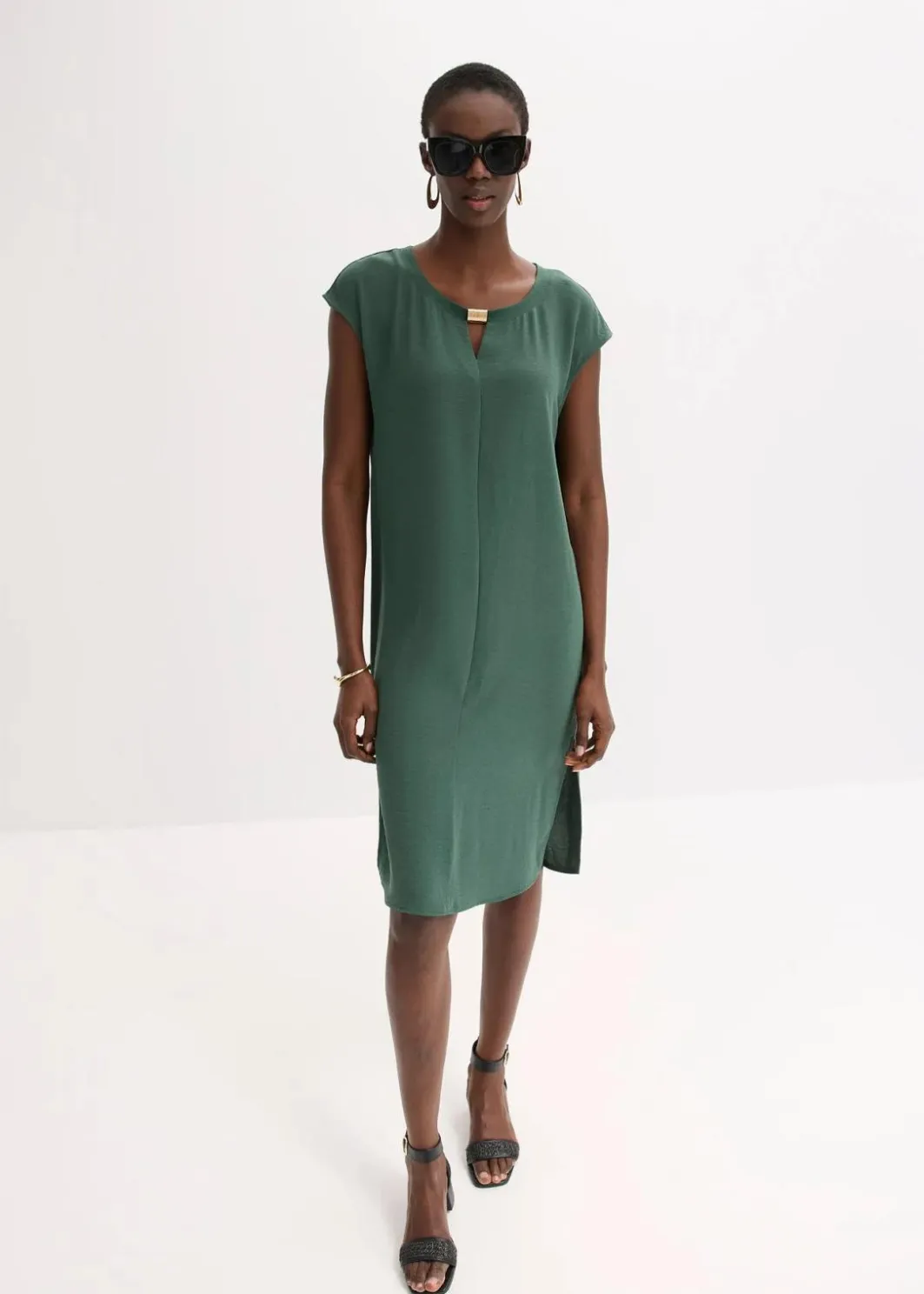 Damen bonprix Bekleidung·Pullover & Strickjacken|Kleider|Oversize-Kleid aus strukturiertem Crêpe