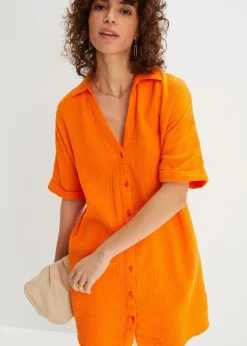 Damen bonprix Blusen & Tuniken|Bekleidung·Jacken & Mäntel|Oversize-Longbluse aus softem Musselin