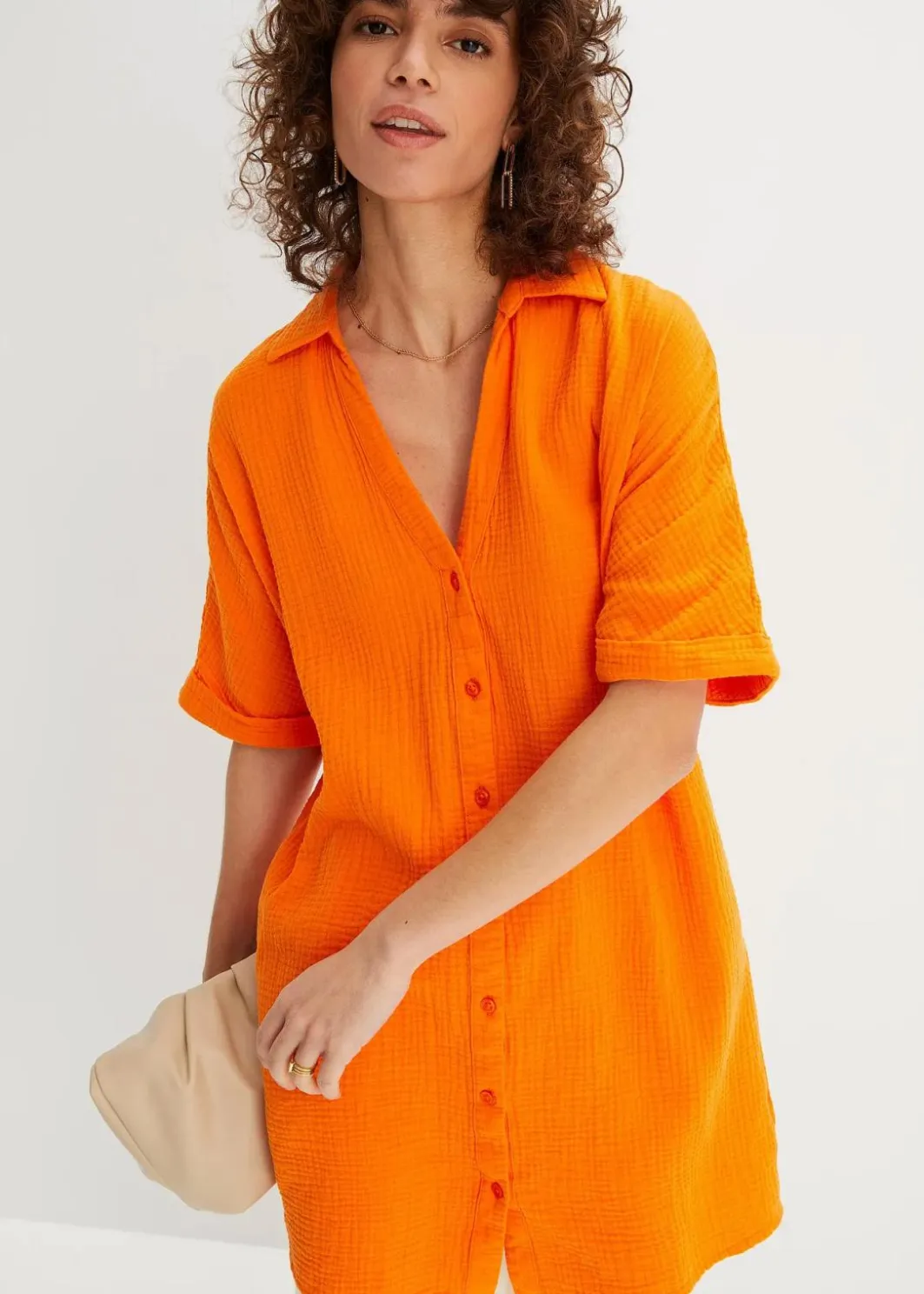 Damen bonprix Blusen & Tuniken|Bekleidung·Jacken & Mäntel|Oversize-Longbluse aus softem Musselin