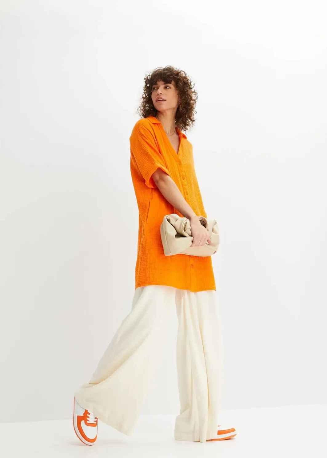Damen bonprix Blusen & Tuniken|Bekleidung·Jacken & Mäntel|Oversize-Longbluse aus softem Musselin