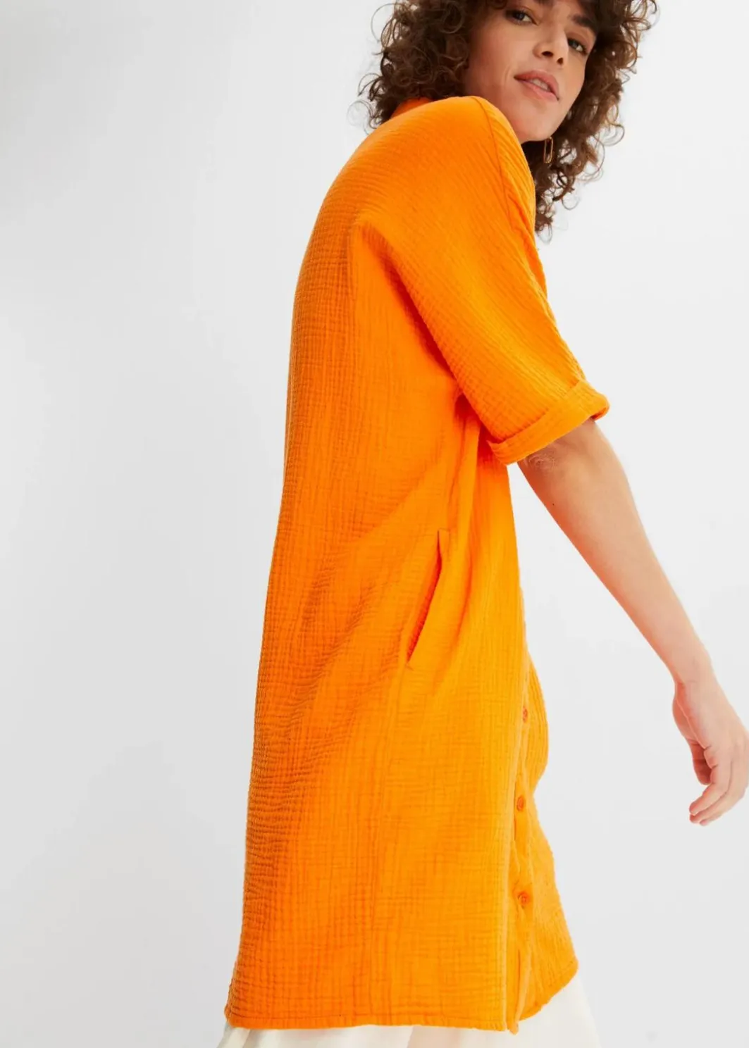 Damen bonprix Blusen & Tuniken|Bekleidung·Jacken & Mäntel|Oversize-Longbluse aus softem Musselin