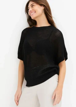 Damen bonprix Pullover & Strickjacken|Strickmode|Oversize-Pullover aus Baumwoll-Mix
