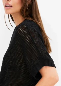 Damen bonprix Pullover & Strickjacken|Strickmode|Oversize-Pullover aus Baumwoll-Mix