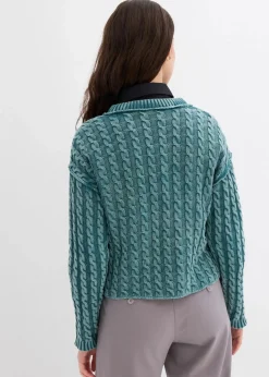 Damen bonprix Strickmode|Pullover & Strickjacken|Oversize-Pullover aus reiner Baumwolle