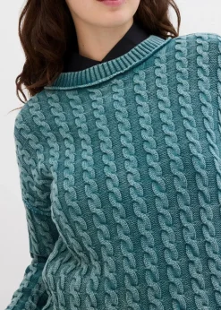 Damen bonprix Strickmode|Pullover & Strickjacken|Oversize-Pullover aus reiner Baumwolle