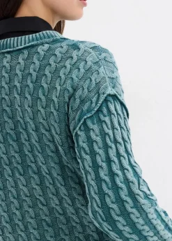 Damen bonprix Strickmode|Pullover & Strickjacken|Oversize-Pullover aus reiner Baumwolle