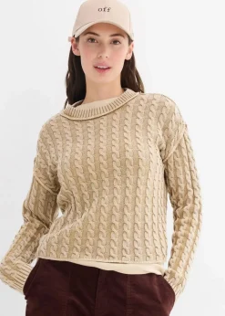 Hot Oversize-Pullover aus reiner Baumwolle Damen Strickmode|Pullover & Strickjacken