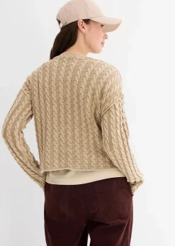 Hot Oversize-Pullover aus reiner Baumwolle Damen Strickmode|Pullover & Strickjacken