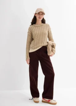 Hot Oversize-Pullover aus reiner Baumwolle Damen Strickmode|Pullover & Strickjacken