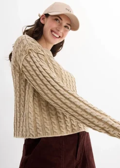 Hot Oversize-Pullover aus reiner Baumwolle Damen Strickmode|Pullover & Strickjacken