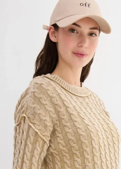Hot Oversize-Pullover aus reiner Baumwolle Damen Strickmode|Pullover & Strickjacken
