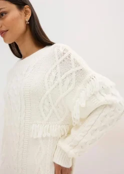 Damen bonprix Bekleidung·Umstandsmode|Bekleidung·Jeans|Oversize-Pullover mit Fransen