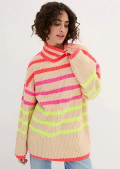 Damen bonprix Bekleidung·Umstandsmode|Bekleidung·Jeans|Oversize-Pullover mit Neonstreifen