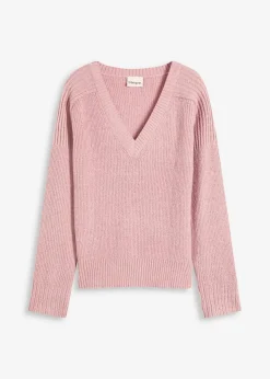 Damen bonprix Bekleidung·Jeans|Pullover & Strickjacken|Oversize-Pullover mit V-Ausschnitt