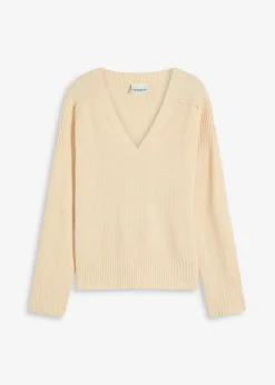 Damen bonprix Bekleidung·Umstandsmode|Strickmode|Oversize-Pullover mit V-Ausschnitt
