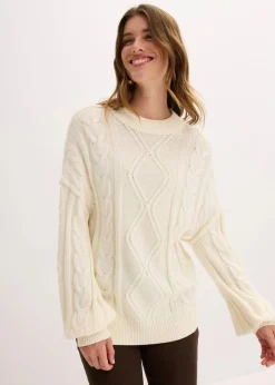 Hot Oversize-Pullover mit Zopfmuster Damen Strickmode|Pullover & Strickjacken