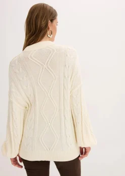 Hot Oversize-Pullover mit Zopfmuster Damen Strickmode|Pullover & Strickjacken