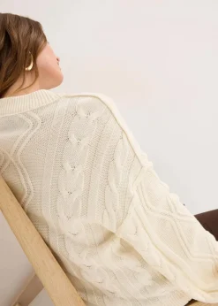 Hot Oversize-Pullover mit Zopfmuster Damen Strickmode|Pullover & Strickjacken