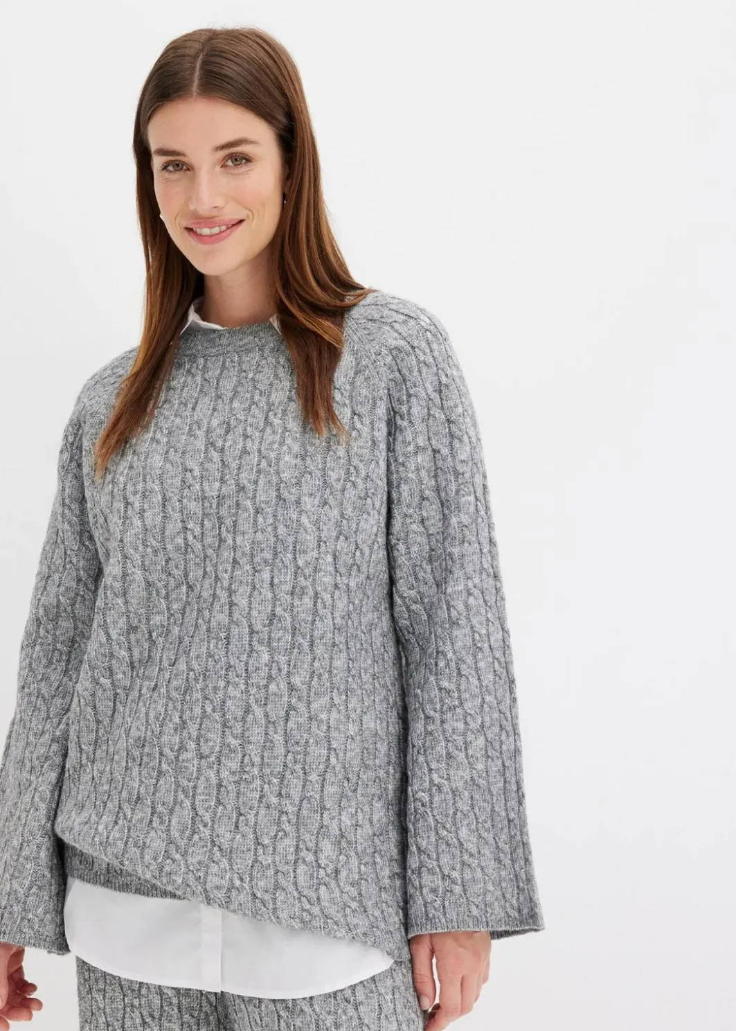 Damen bonprix Bekleidung·Umstandsmode|Bekleidung·Jeans|Oversize-Pullover mit Zopfmuster