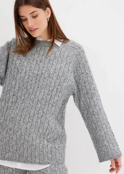 Damen bonprix Bekleidung·Umstandsmode|Bekleidung·Jeans|Oversize-Pullover mit Zopfmuster