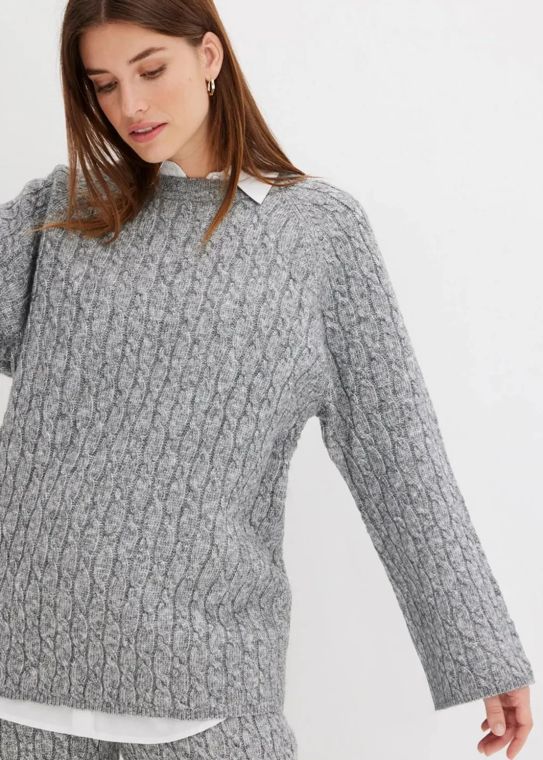 Damen bonprix Bekleidung·Umstandsmode|Bekleidung·Jeans|Oversize-Pullover mit Zopfmuster